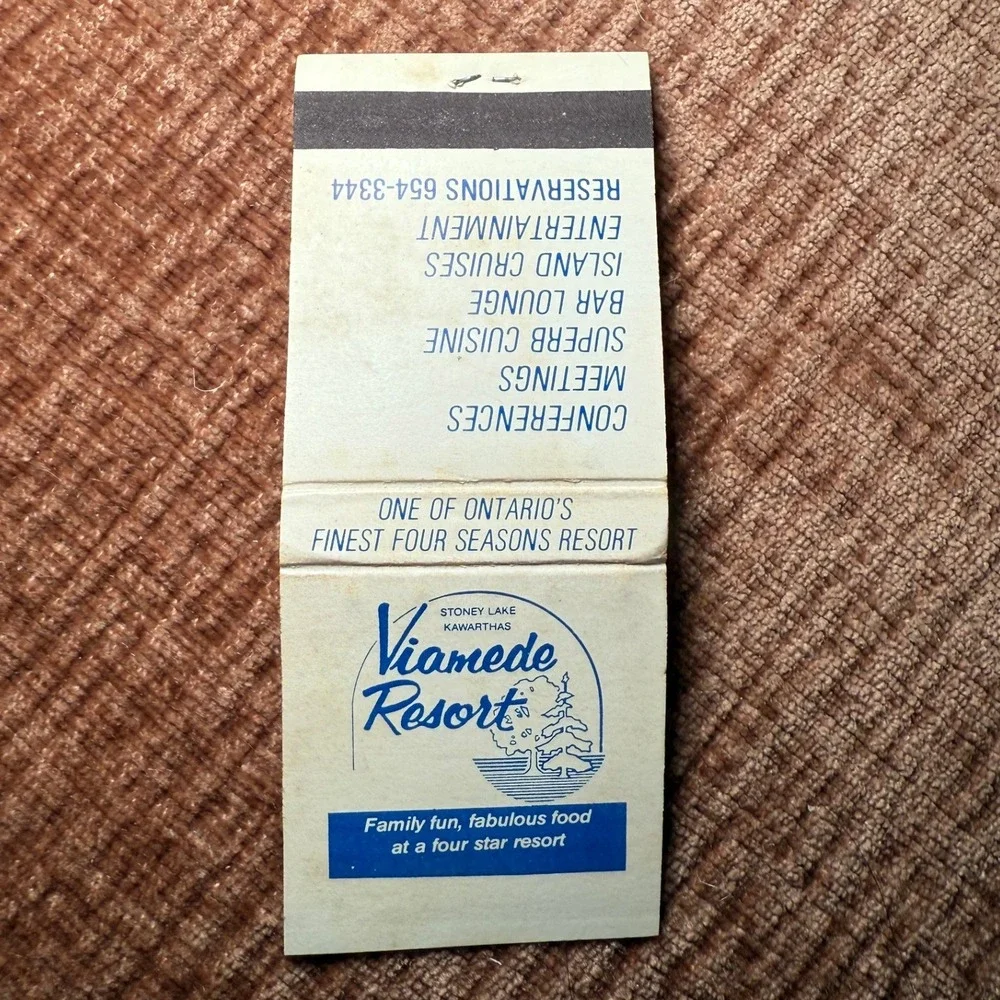 Viamede Resort Matchbook Stoney‎ Lake Kawarthas Ontario Vtg Canada Advertising